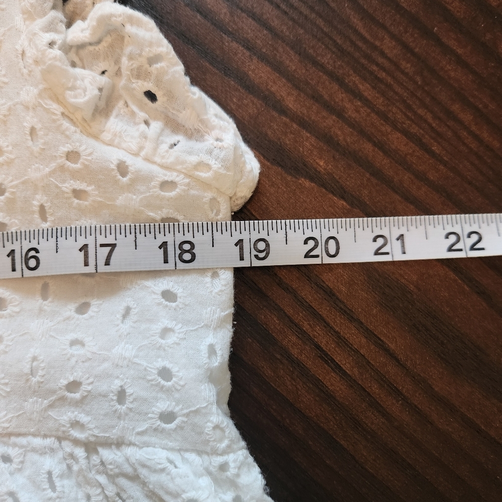 White Eyelet Sleeveless Sun Dress With Built In Shorts And Pockets - Picture 9 of 11